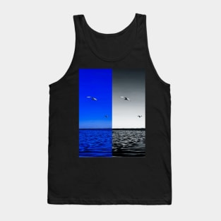 Seagull black and white and blue composition Tank Top